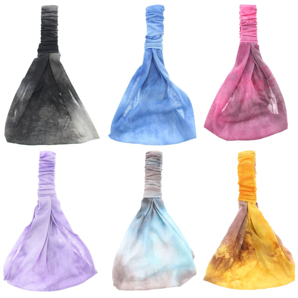 Zac's Alter Ego - Acid Wash coloured elastic Haarband - Set van 6 - Multicolours